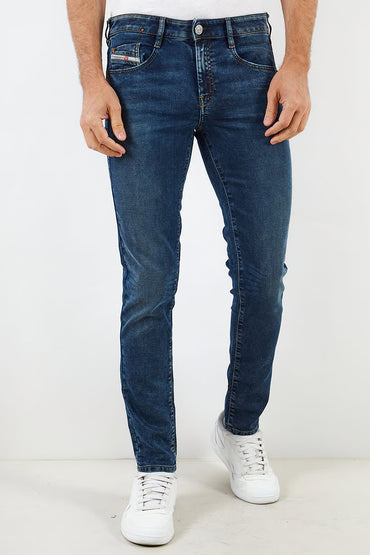 Men Slim Fit Washed Stretchable diesil Jeans, Navy