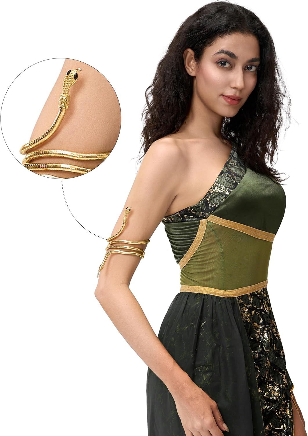 Spooktacular Creations Gold Snake Arm Cuff: Flexible Halloween Bracelet for Adults and Kids