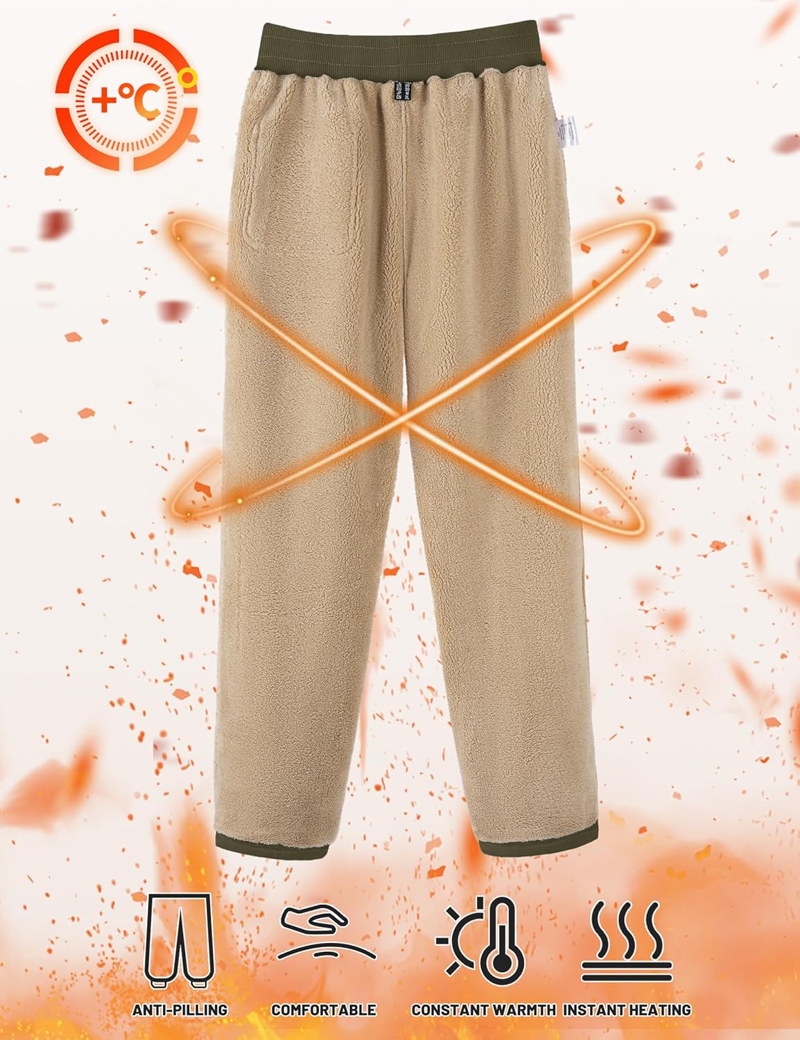 TACVASEN Men's Sherpa Lined Winter Warm Thermal Fleece Jogging Sweatpants with Pockets