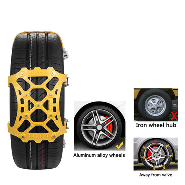 SUPTEMPO 6-Piece Universal Emergency Anti-Slip TPU Snow Chains for Car SUV Truck 165-285mm Tires
