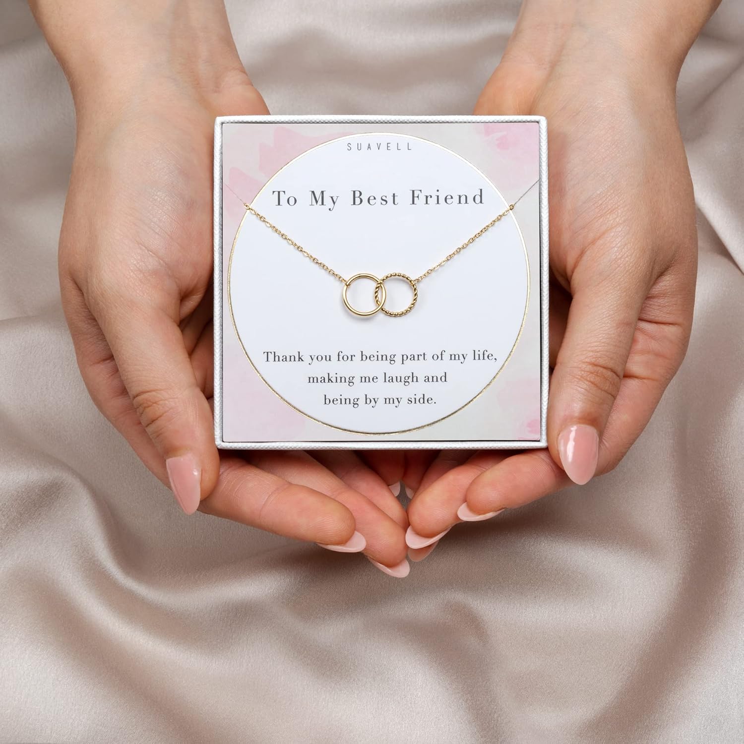Suavell Interlocking Circle Sterling Silver Necklace – Best Friend Gift