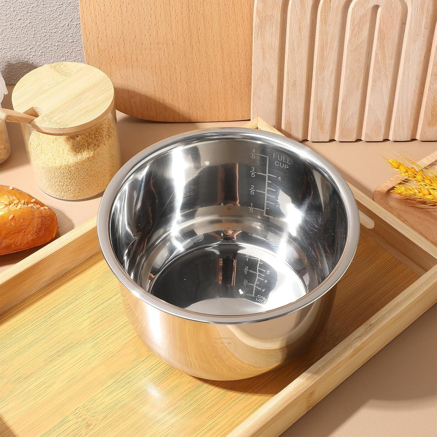 KICHOUSE Stainless Steel Rice Cooker Inner Pot, 2L Capacity, Silver