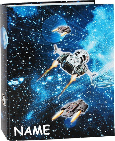 Space Spaceship A4 Wide Ring Binder with Lever Mechanism – Personalized Name Option - Gomix Brands Outlet