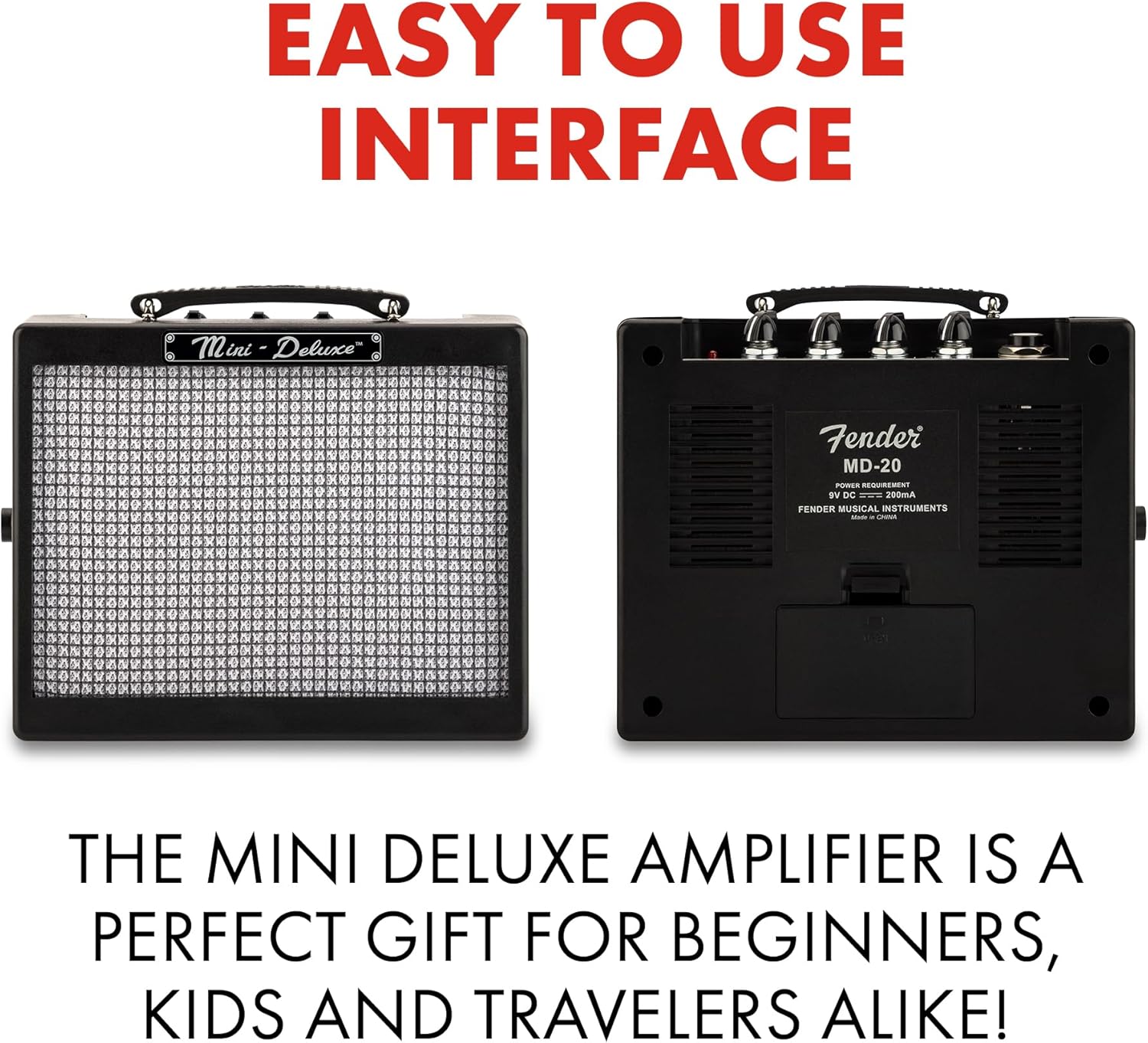 Fender Mini Deluxe 3-Watt Electric Guitar Amplifier - Portable and Authentic
