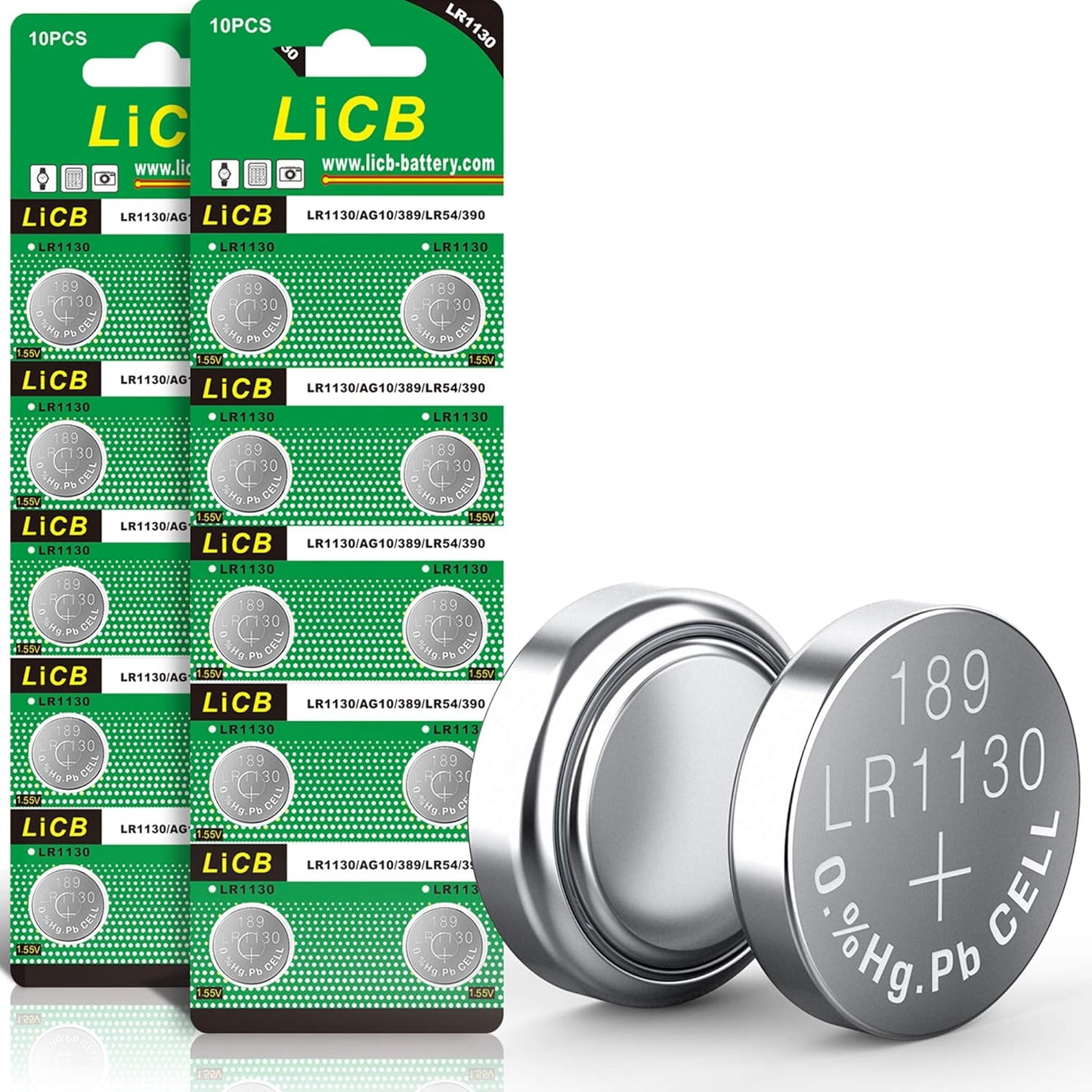LiCB 20 Pack LR1130 AG10 1.5V Lasting Alkaline Button Batteries