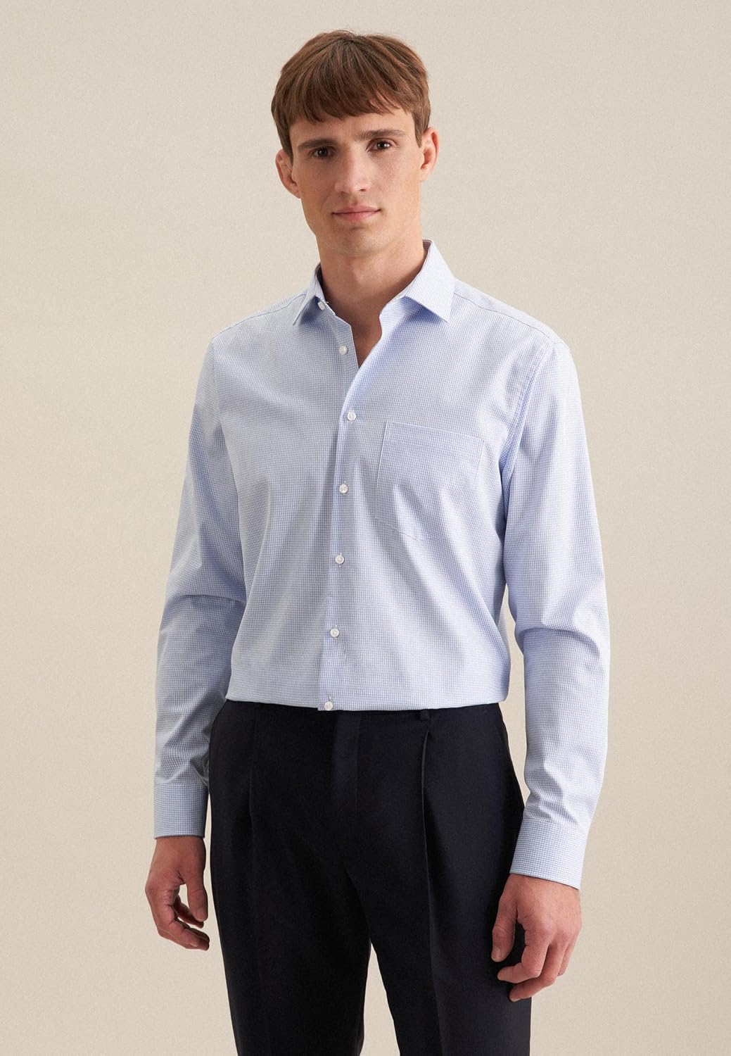 Seidensticker Men's Shaped Long Sleeve Cotton Business Shirt