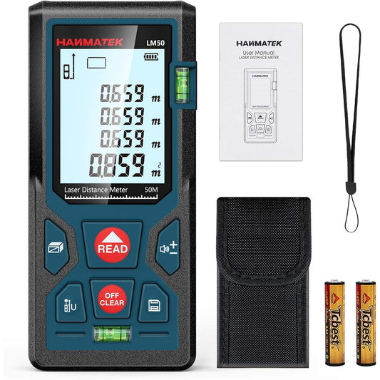 HANMATEK LM50 Digital Laser Rangefinder: Precision Distance, Area, Volume Measurement Tool