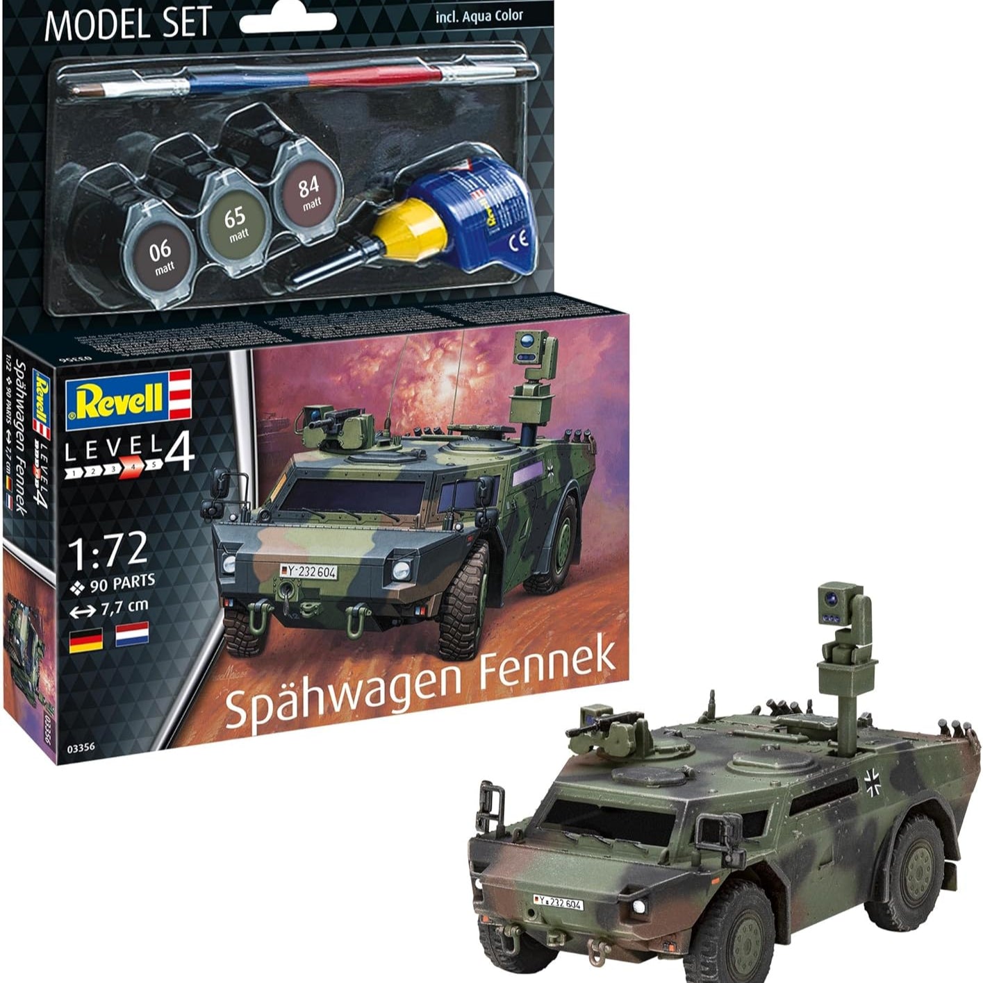 Revell Fennek Scout Truck Model Kit - Detailed 1:72 Military Reconnaissance Vehicle