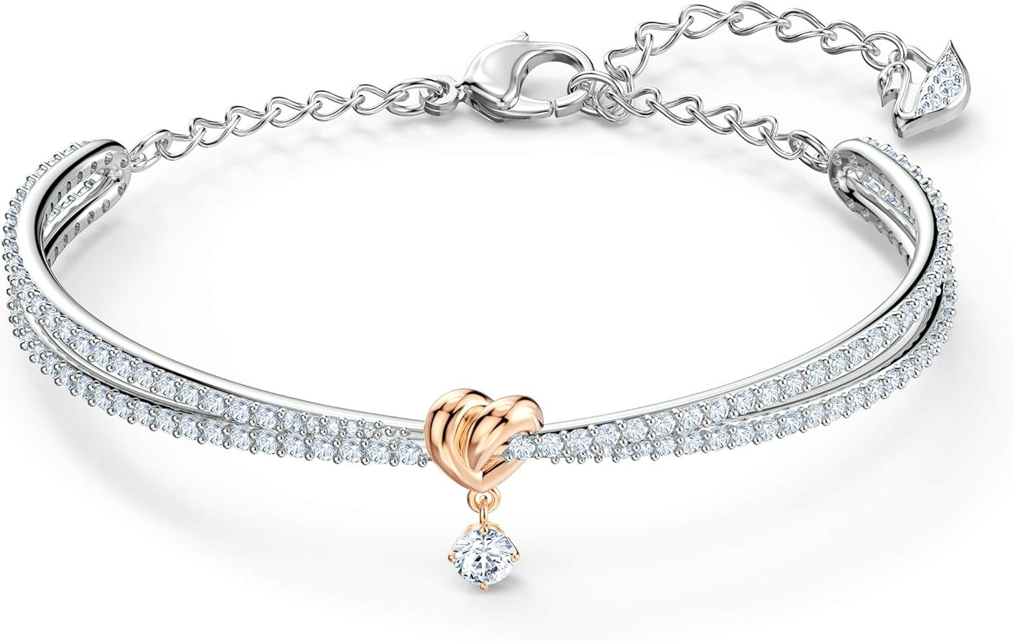 Swarovski Lifelong Heart Bracelet: Elegant Mixed-Metal Bangle with Dazzling White Crystals