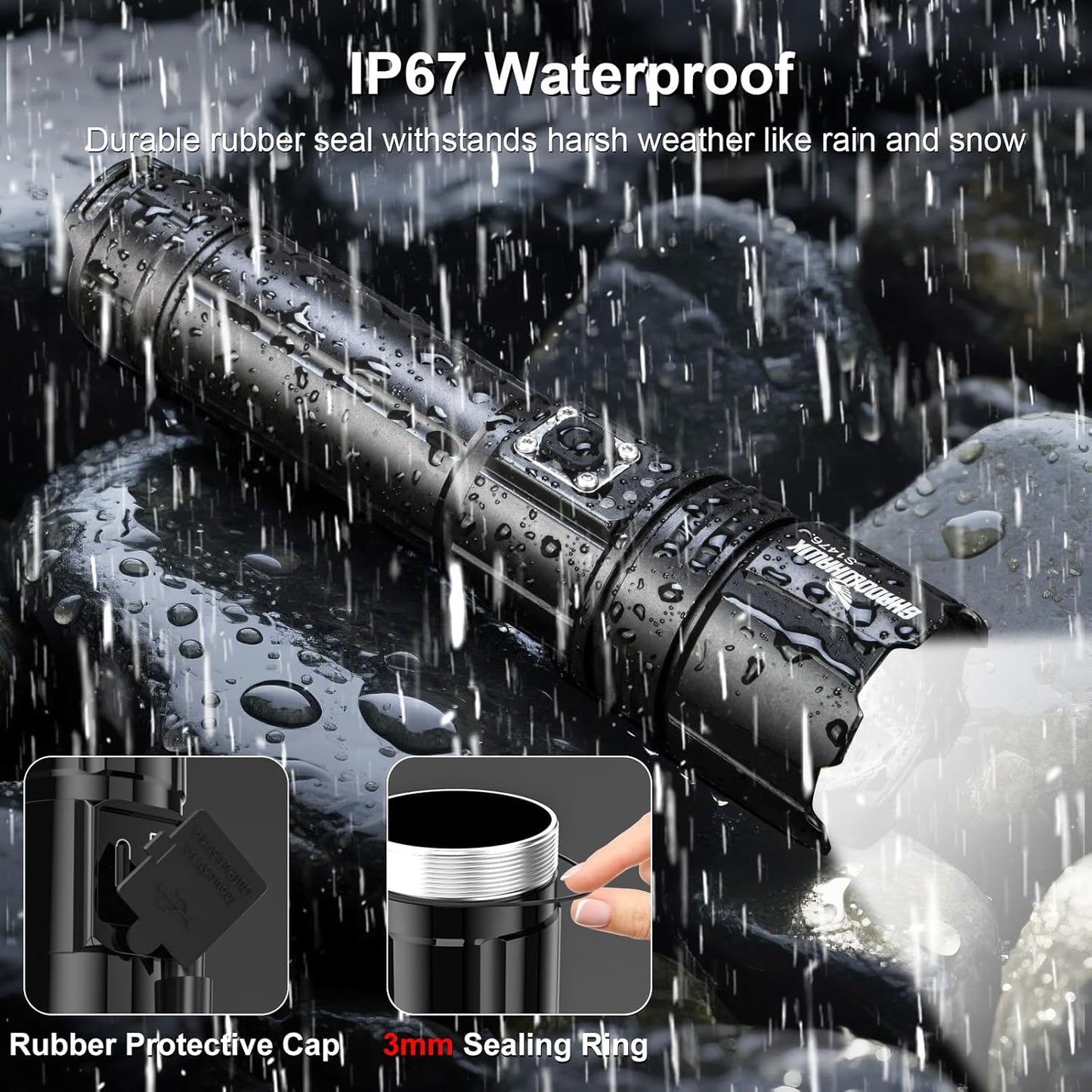 Shadowhawk 10000 Lumen XHP70.2 LED USB Rechargeable Tactical Flashlight