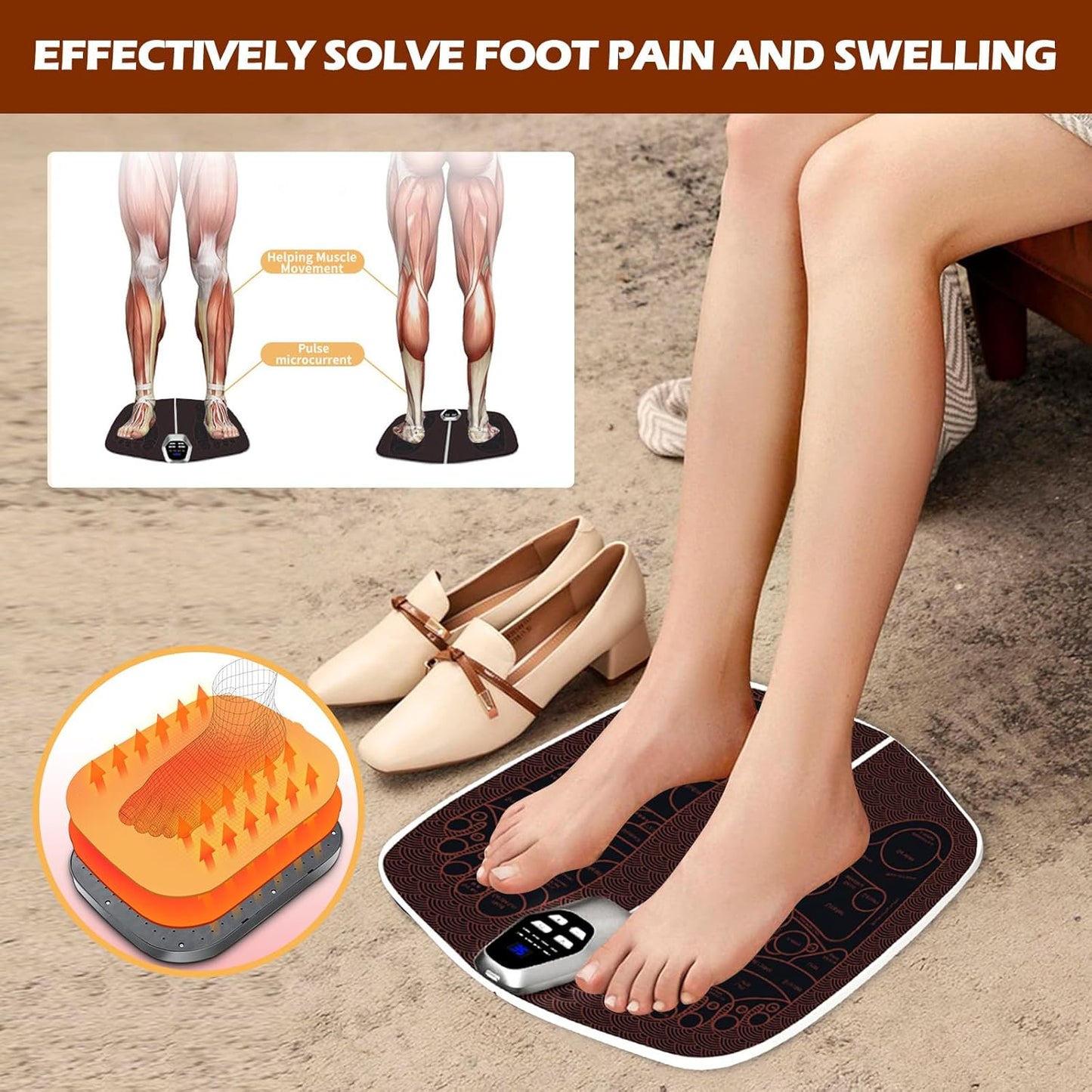 BORDEAG Electric Foot Massager with 8 Programs, 32 Intensity Levels