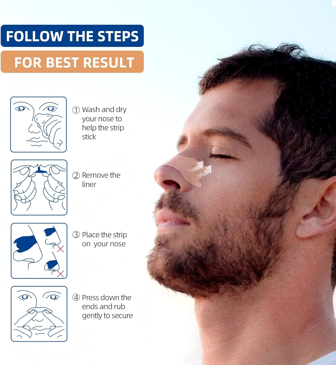 BTkviseQat 80-Count Nasal Strips for Snoring Relief and Clear Breathing