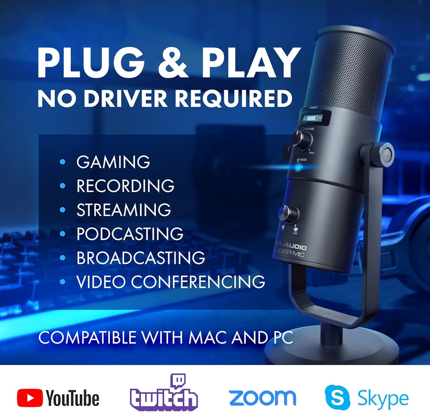 M‑Audio Uber Mic USB Condenser Microphone with Switchable Polar Patterns