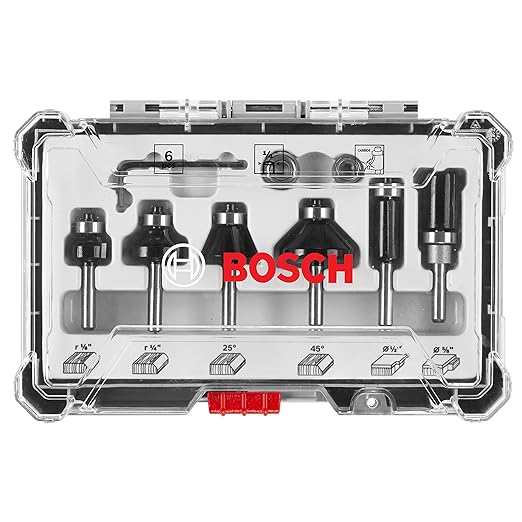 BOSCH 6-Piece Carbide-Tipped Trim Router Bits
