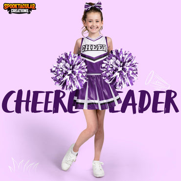 Spooktacular Purple & White Girls Cheerleader Costume – Halloween Outfit