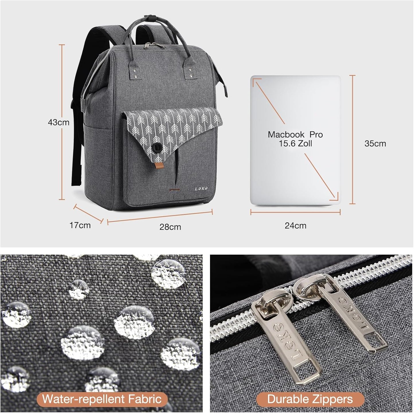 Lekesky 15.6 Inch Laptop Backpack