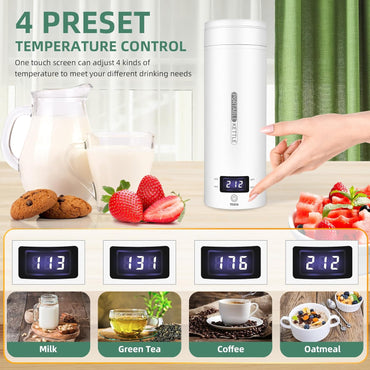 QRAGJBM Portable 450ml Travel Electric Kettle with 4 Temperature Settings