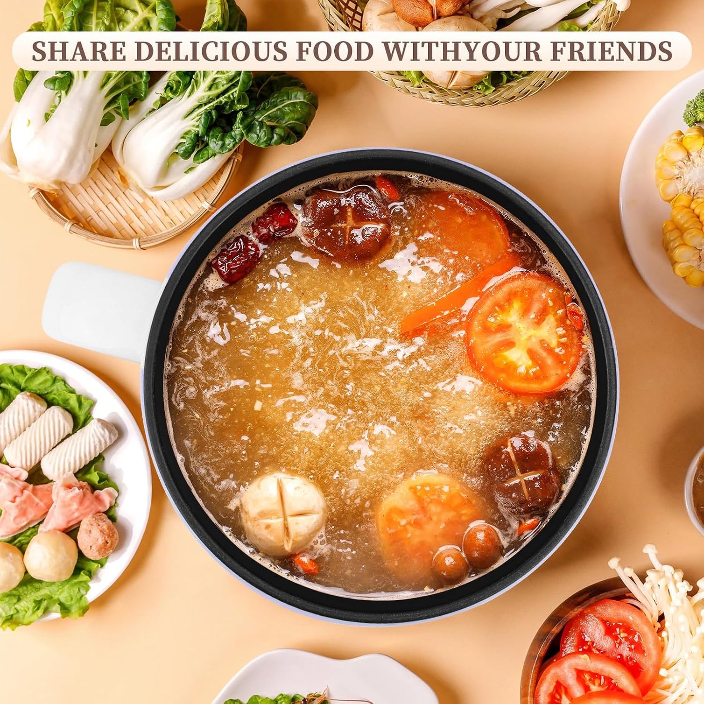 Vocha Electric Hot Pot 1.6L 600W Keep Warm Function Portable Travel Cooker Purple V016