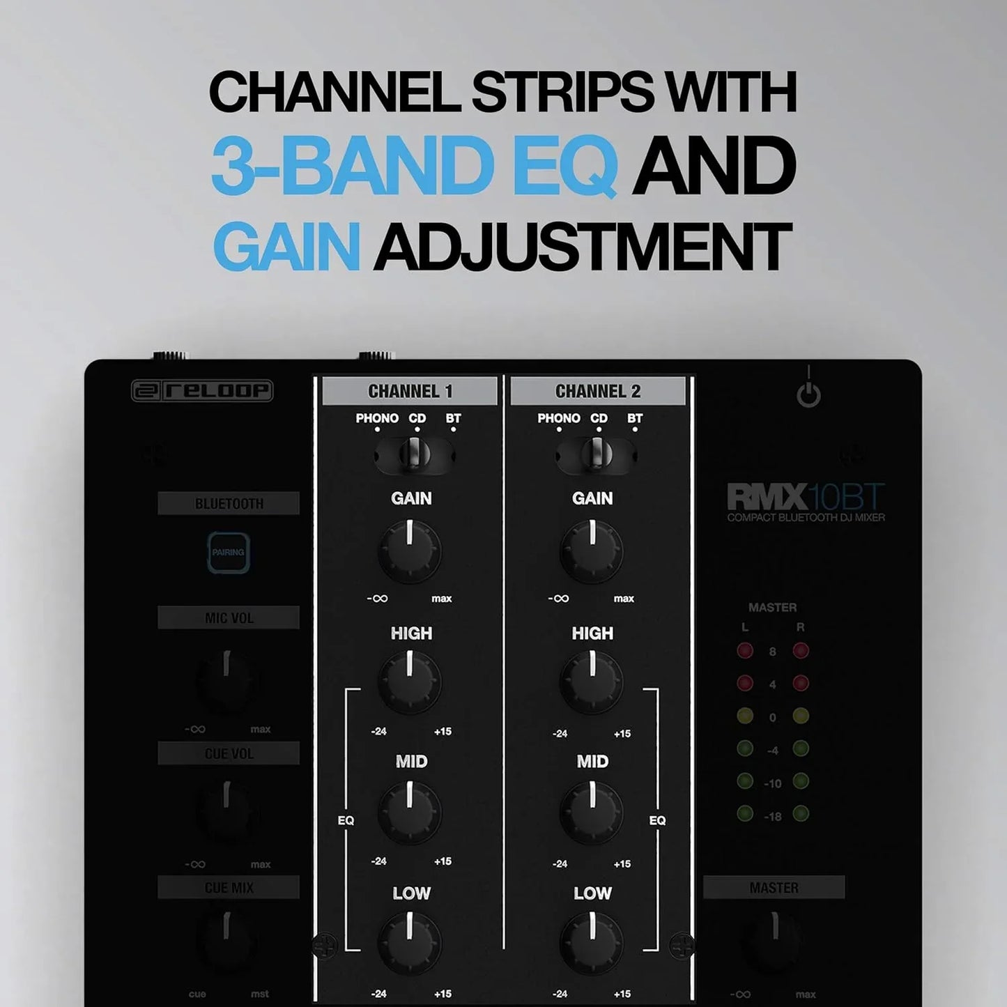 Reloop RMX-10 BT 2-Channel Bluetooth DJ Mixer – Compact Metal Design - Gomix Brands Outlet