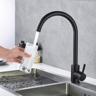 KOHONBY High-Arc Single-Handle Matte Black Stainless Steel Kitchen Faucet
