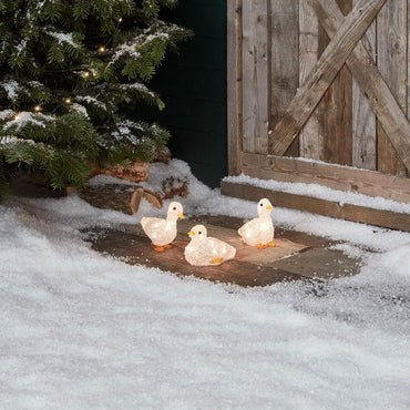 Lights4fun LED Acrylic Duckling Garden Lights Set of 3