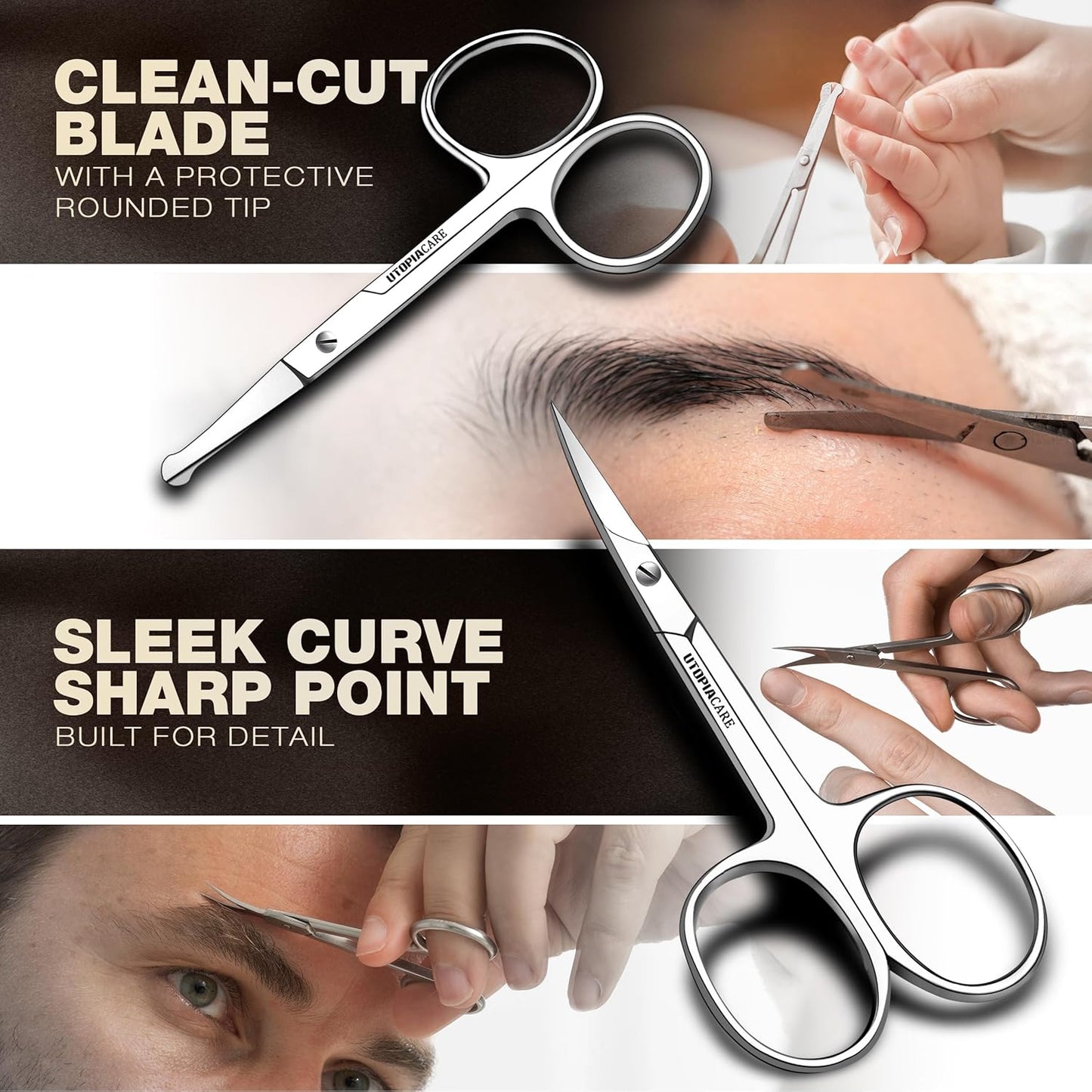Utopia Care Stainless Steel Eyebrow & Nose Hair Scissors – Silver