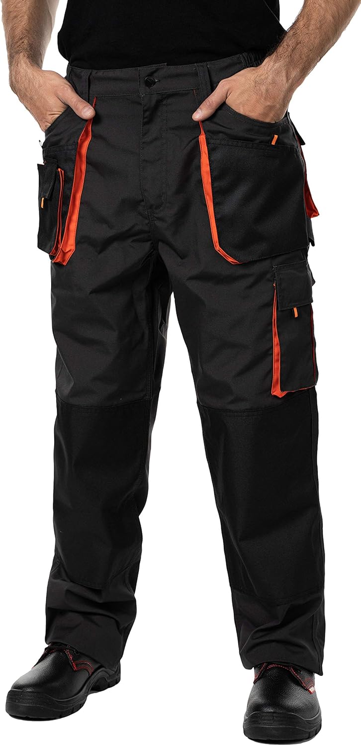 Mazalat Men's Durable Work Pants with Knee Pockets, Heavy-Duty Cargo Trousers