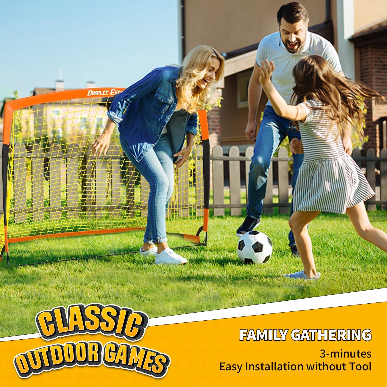 Dimples Excel Portable 4x3 ft Orange Football Goal Net