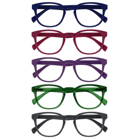 OPULIZE Pop 5 Pack Round Reading Glasses Multi-Color Spring Hinges - Gomix Brands Outlet