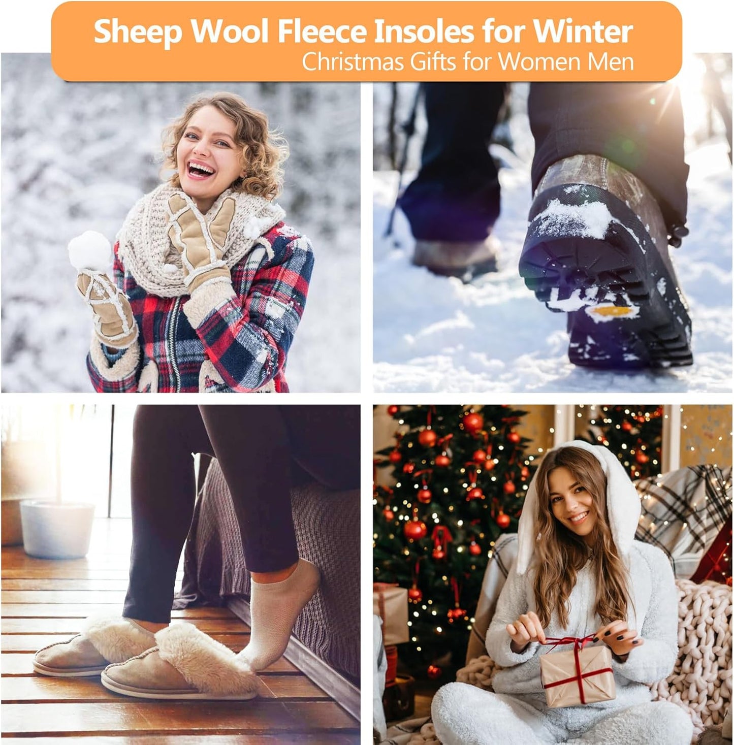 riemot Genuine Sheepskin Lambswool Insoles for Winter Boots