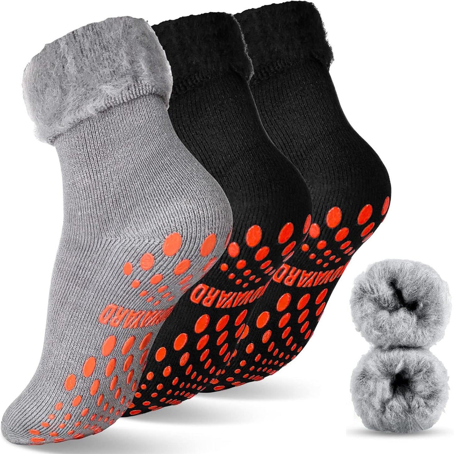 Cozy Non‑Slip Thermal Wool Socks – 3‑Pair Pack for Men & Women
