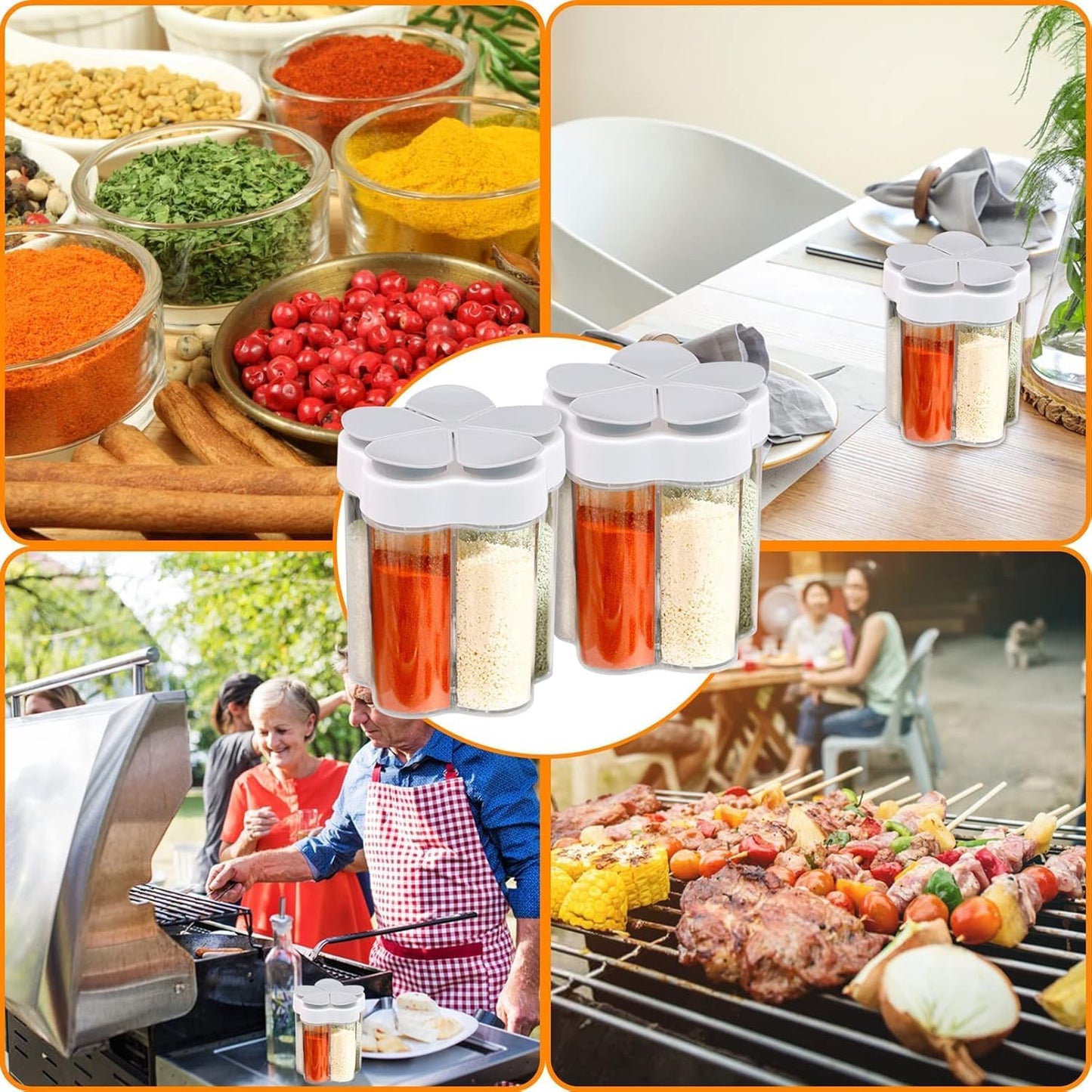 5-in-1 Camping Seasoning Dispenser - Portable Spice Container for Travel