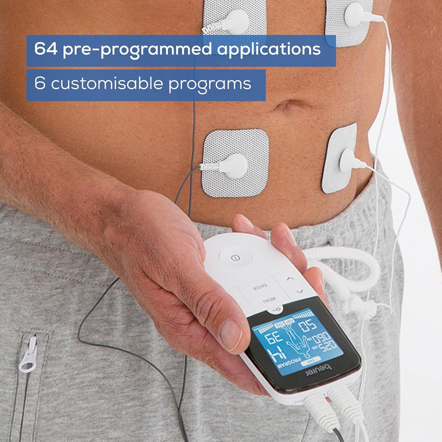 Beurer EM 49 Digital TENS EMS Unit: Pain Relief, Muscle Training, Massage, Electrodes