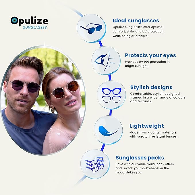 OPULIZE Sol Retro Round Sunglasses Gold Frame Brown Tips