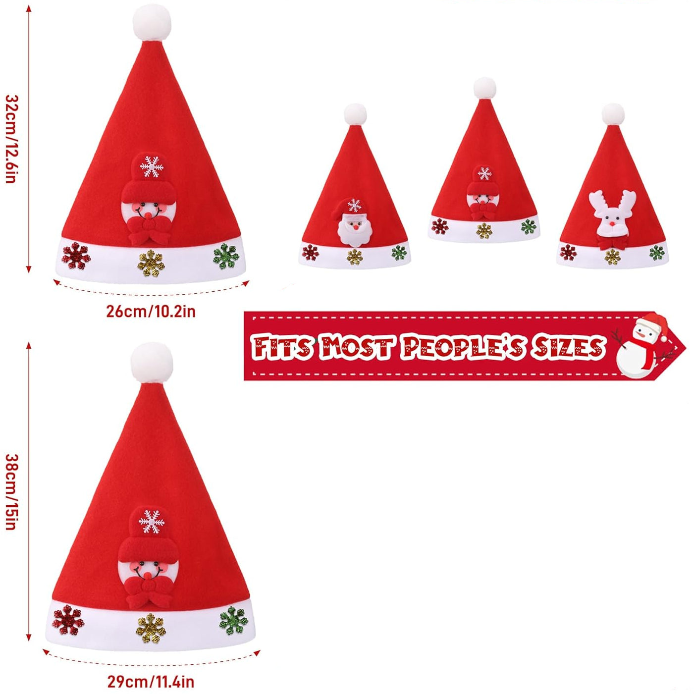 Festive Vlies Christmas Hat Set for Adults Kids Babies