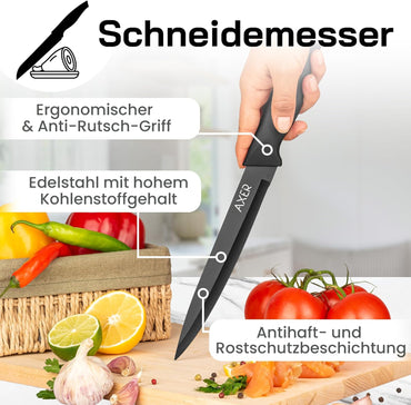 Axer 20cm Professional Black Kitchen Knife – Precision Cutting Tool