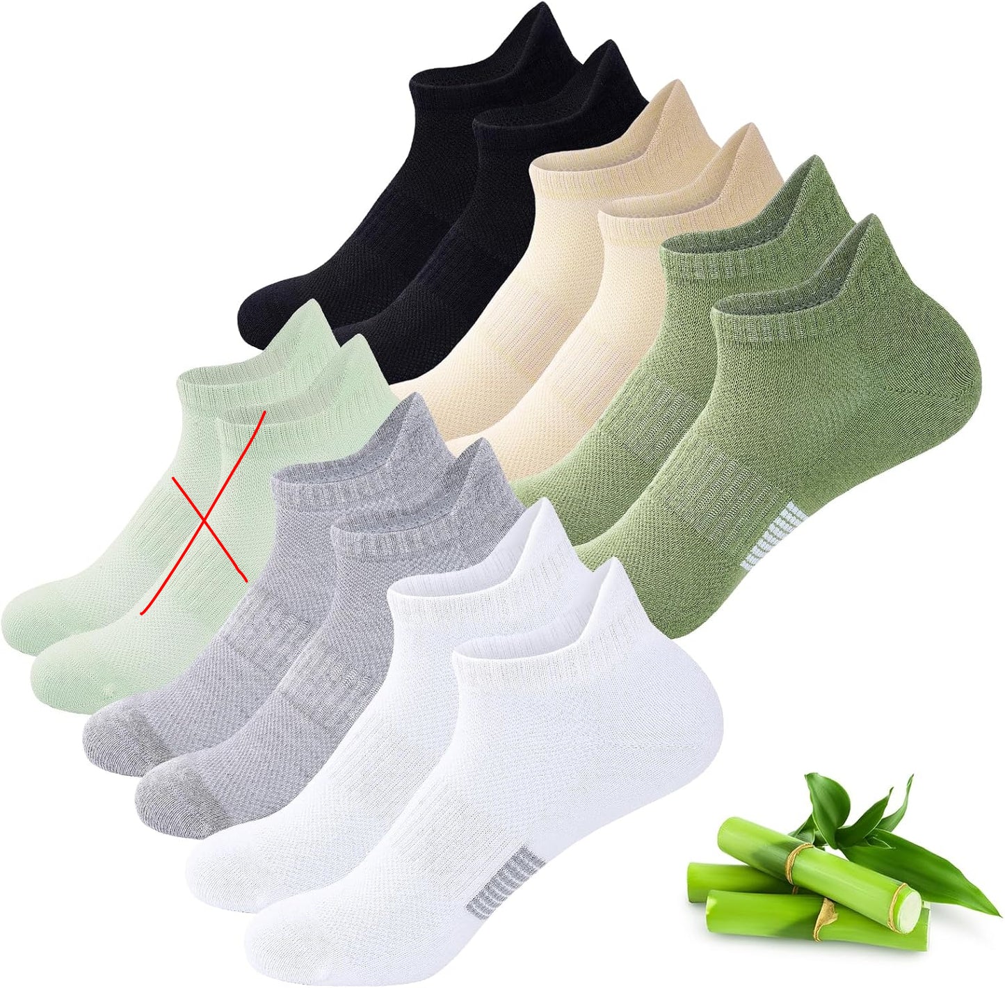 inaWarm Bamboo Trainer Socks – Breathable Multi‑Color Pack of Six