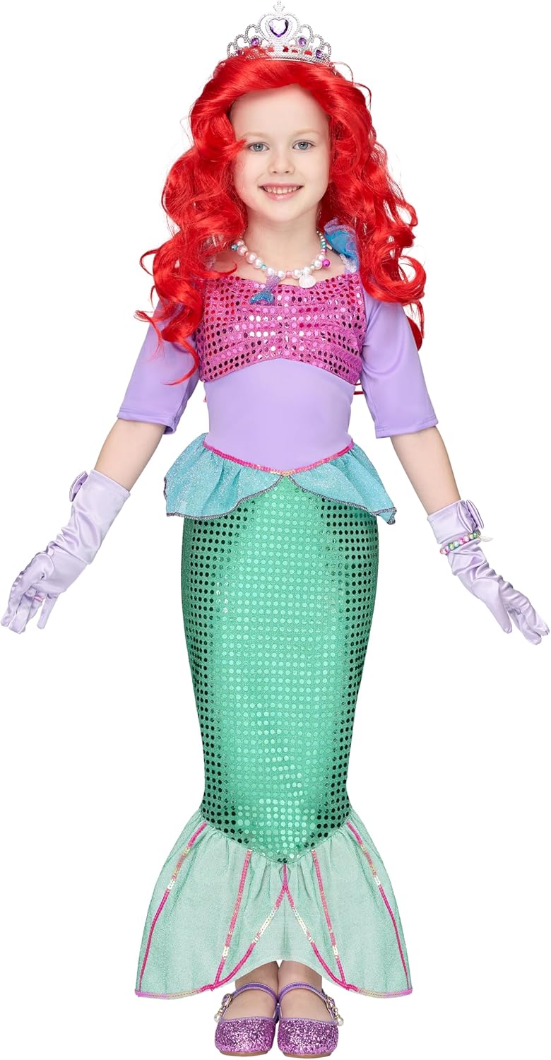 Spooktacular Creations Mermaid Costume for Girls with Wig and Headband