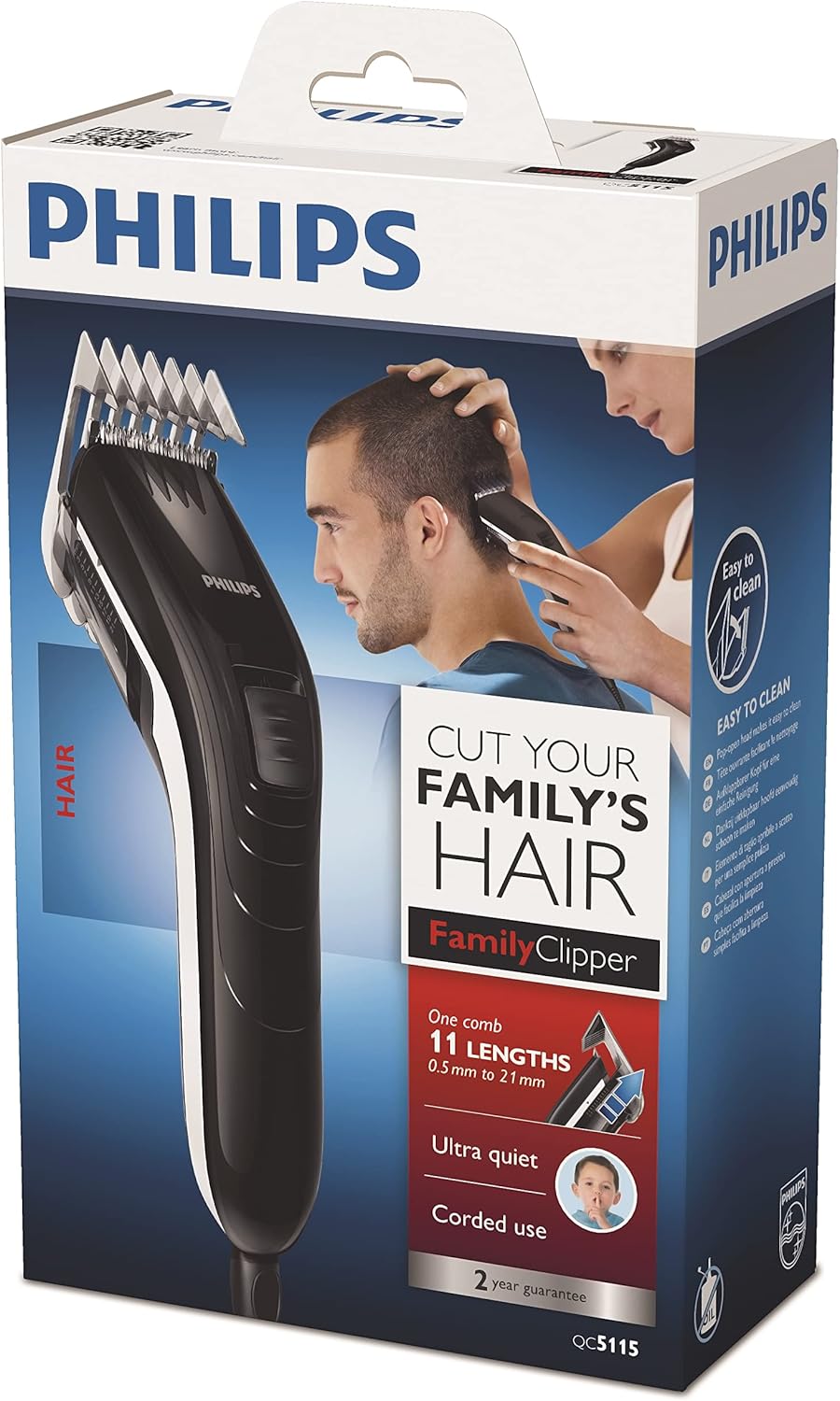 Philips QC5115/15 Hair Clipper: 11 Length Settings, Stainless Steel Blades