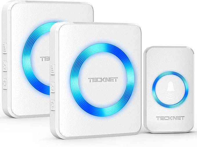 TECKNET Wireless Doorbell Kit: 400m Range, IP65 Waterproof, 2 Receivers
