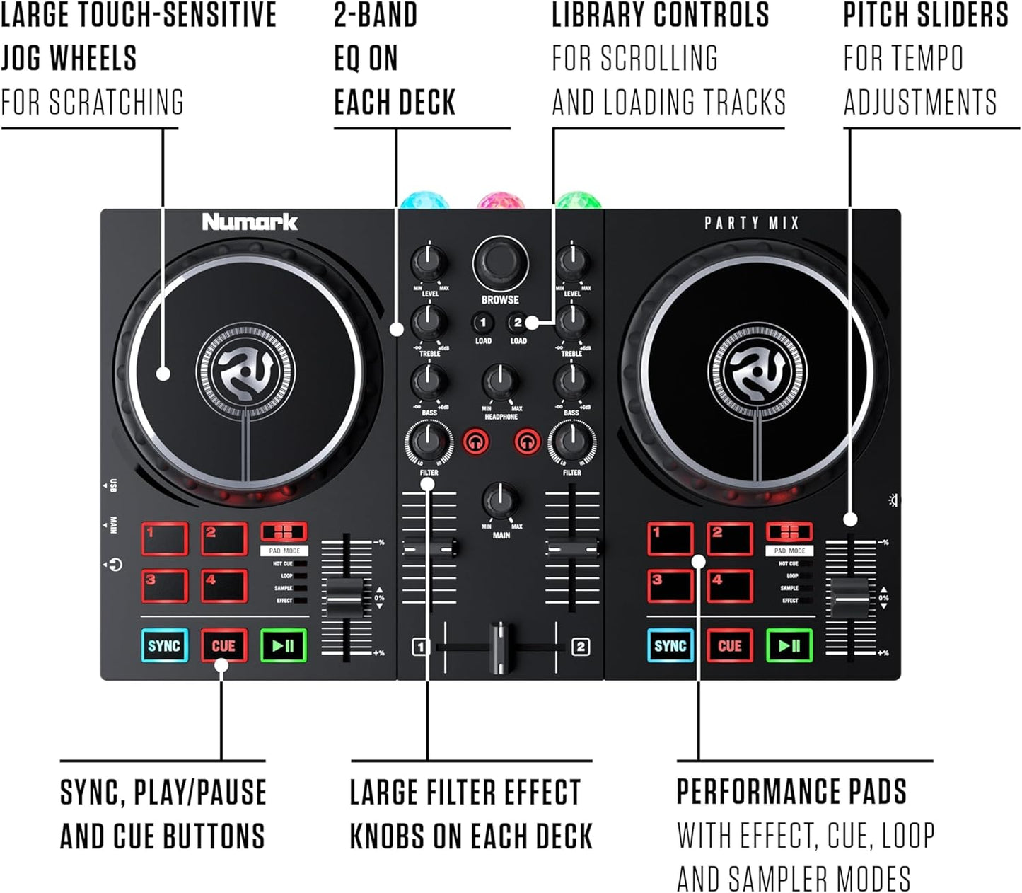 Numark Party Mix DJ Controller with Built-in Lights
