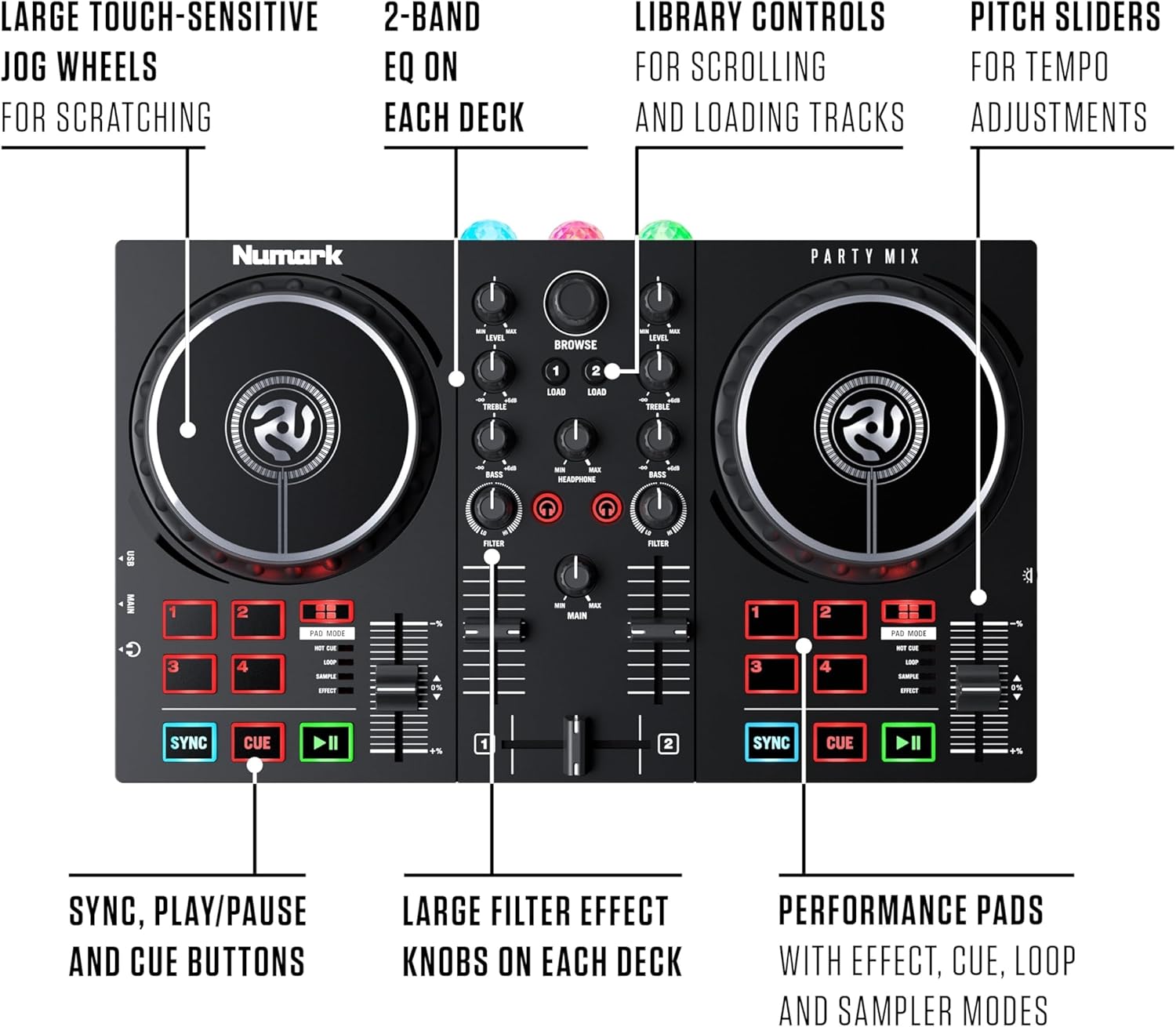 Numark Party Mix DJ Controller with Built-in Lights