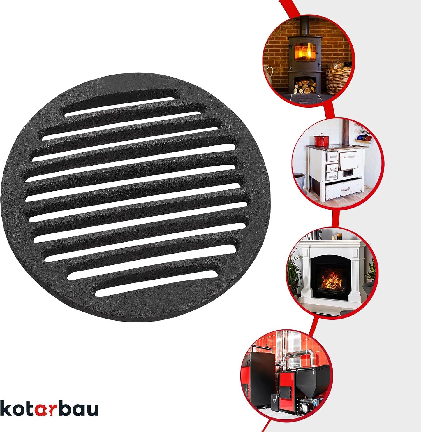 KOTARBAU Cast Iron Fireplace Grate 19 cm Diameter Round Grey
