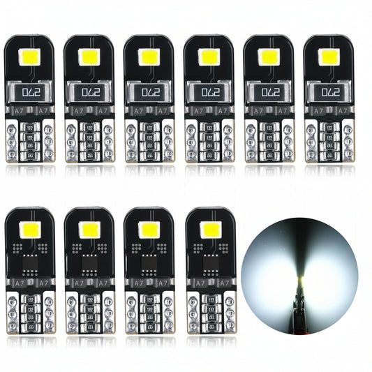 AGLINT 10X T10 W5W Canbus Error-Free LED Bulbs 2SMD Super Bright 194 2825 168 Wedge for Car Interior Dome Map Door Side Marker License Plate Lights 6500K Xenon White