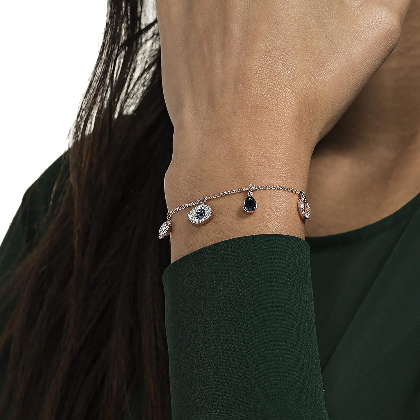 Swarovski Symbolica Evil Eye Charm Bracelet with Blue White Crystals