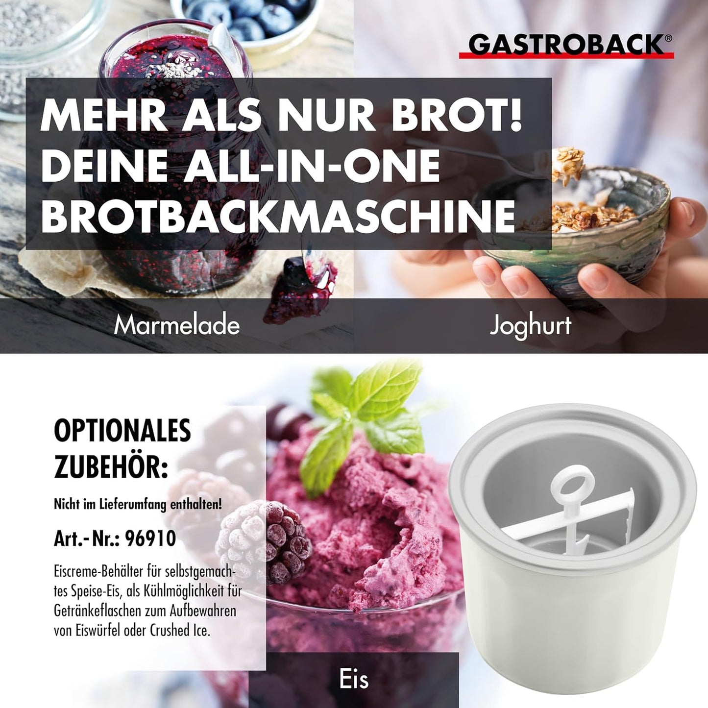 Gastroback Advanced Stainless Steel Breadmaker with 18 Programs
