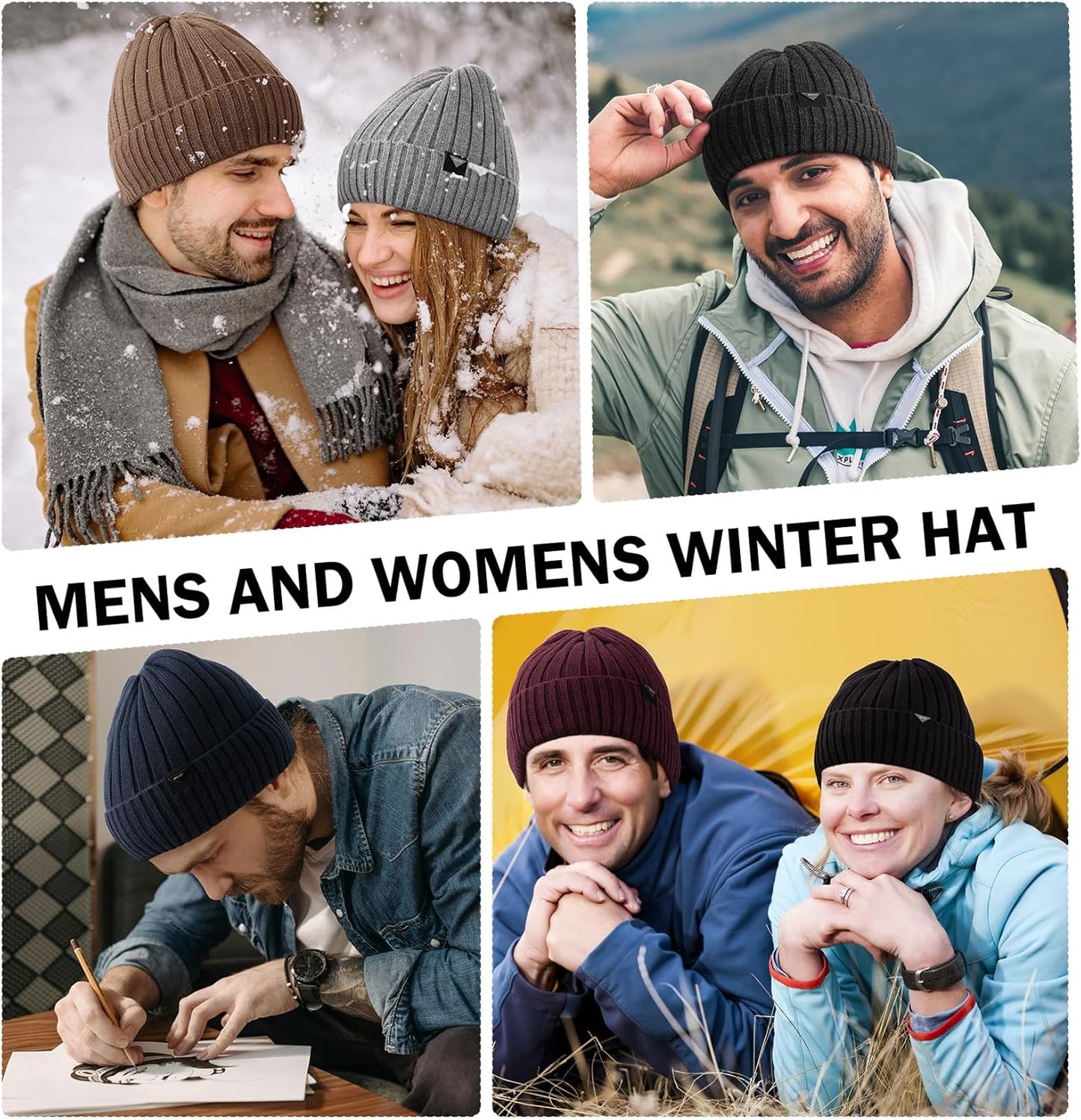 Wmcaps Unisex Adult Beanie – Warm Flannel Winter Hat – Grey, Black, Brown, Navy, Slate