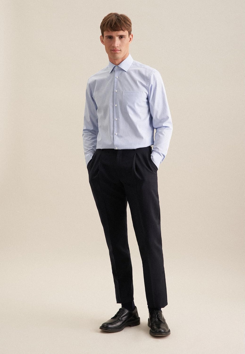 Seidensticker Men's Shaped Long Sleeve Cotton Business Shirt
