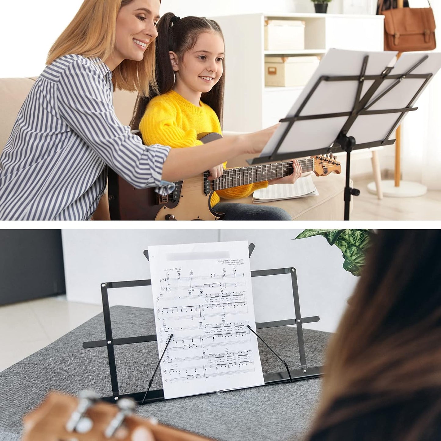 CAHAYA Portable Foldable Music Stand with LED Light and Table Holder