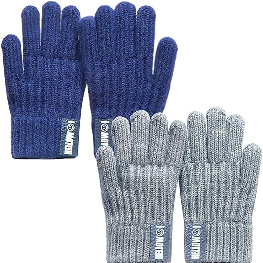 Buguomiao Kids Warm Magic Gloves - Knitted Thermal Mittens - 2Pairs